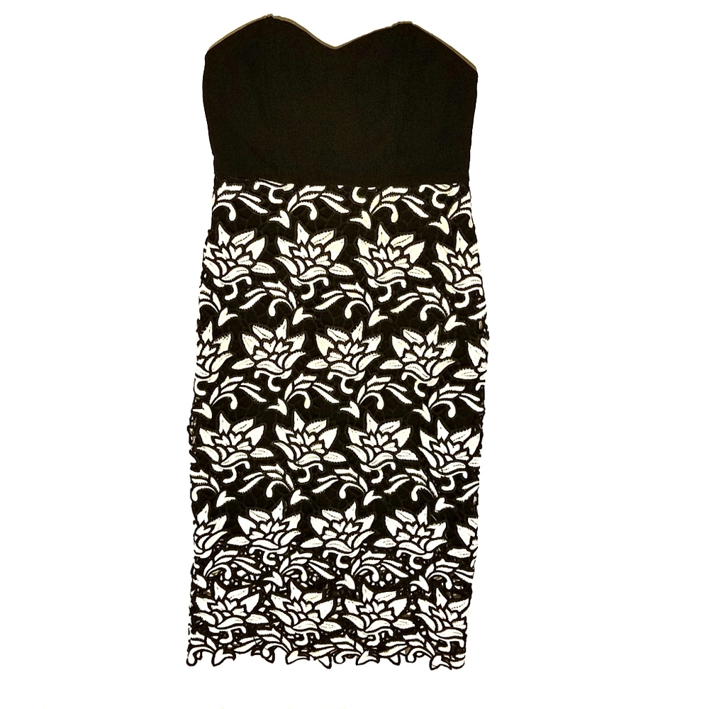 J.O.A. Womens Strapless Lace Midi Dress 